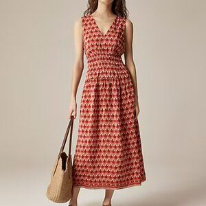 NWT J. Crew Hyacinth dress in block print crepe, Size Large